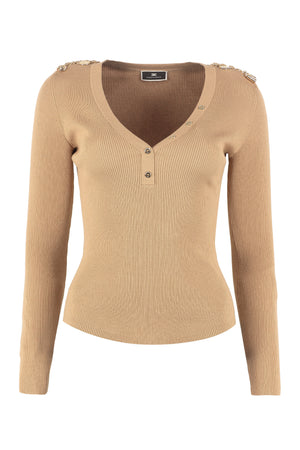Ribbed knit pullover-0